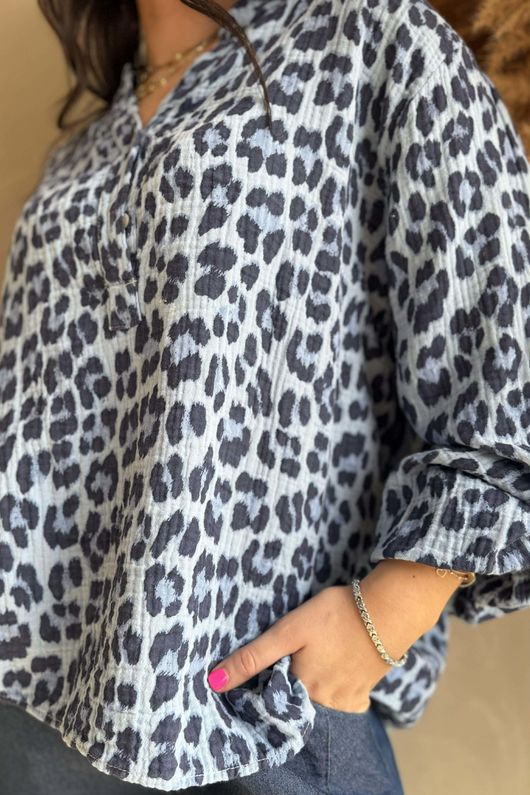  Zanzibar Pillow Cotton Hugh Shirt Celeste & Navy